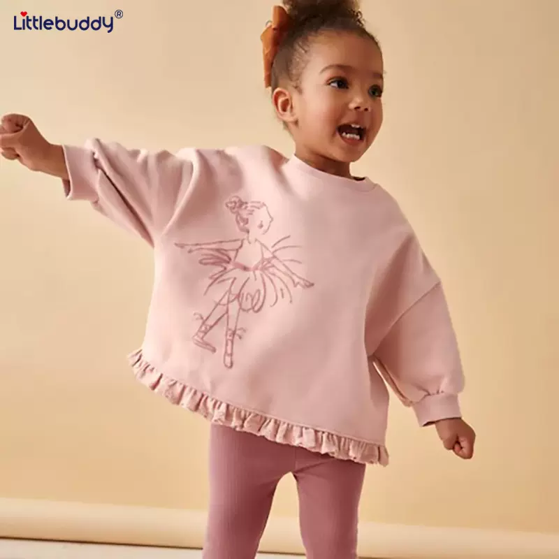 跨境Little buddy儿童卫衣秋冬新款欧美中小童圆领长袖可爱小女孩