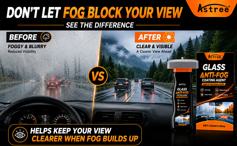 Cross-border exclusive car glass anti-fog agent for rearview mirrors, car window spray, front windshield film, interior car window defogger