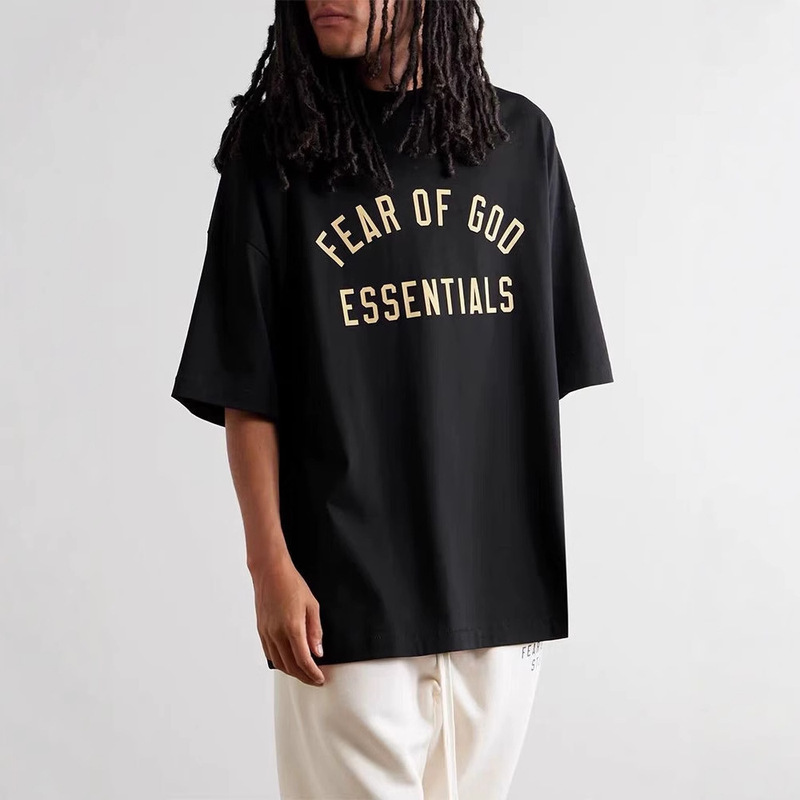 Trendy Brand New ESSENTIALS Summer American Style High Street Pure Cotton Printed Letter Short-sleeved T-shirt for Couple Men and Women