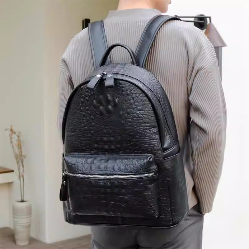 Trendy Brand Computer Backpack, Large Capacity Campus School Bag, Backpack for Male College Students, Crocodile Pattern Business Commuter Travel Bag Trendy Brand Computer Backpack, Large Capacity Campus School Bag, Backpack for Male College Students, Crocodile Pattern Business Commuter Travel Bag