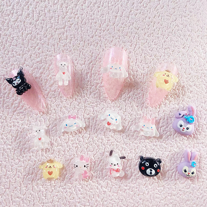 新款树脂卡通美甲饰品kitty 猫 KT 小狐狸手机壳diy指甲贴钻批发
