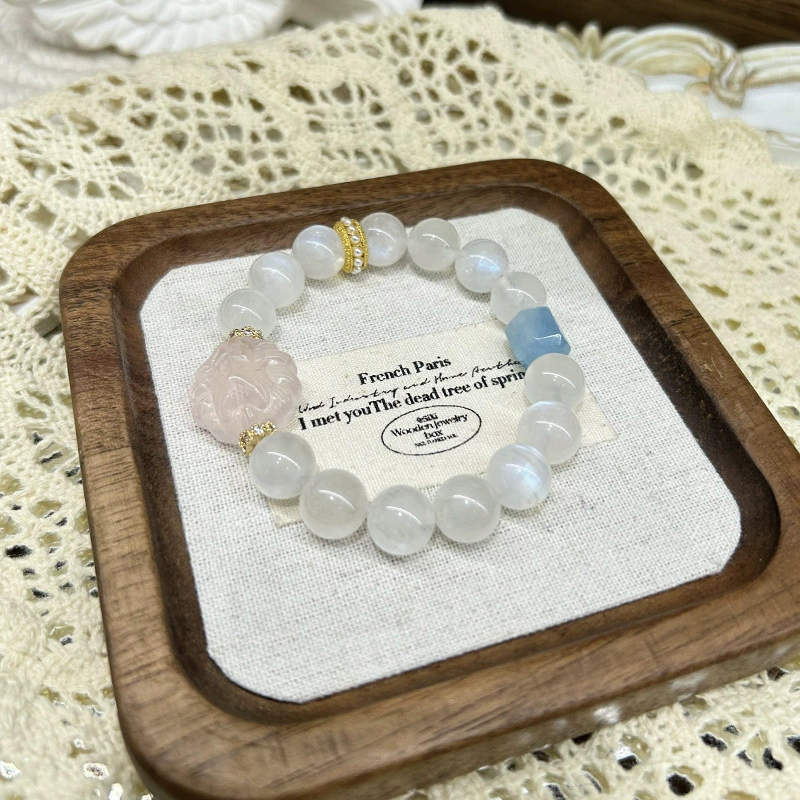 Чайн Эм Crystal натуральный камень, бисерный браслет, ювелирные изделия, лунный камень