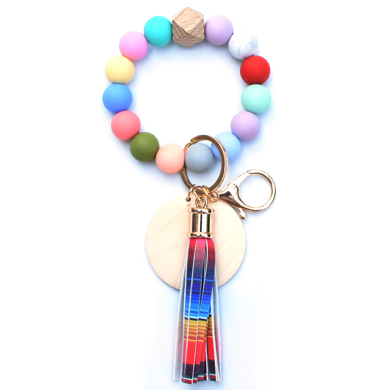 Bohemian Style 1 Piece Bohemian Geometric Silica Gel Beaded Tassel Bag Pendant Keychain