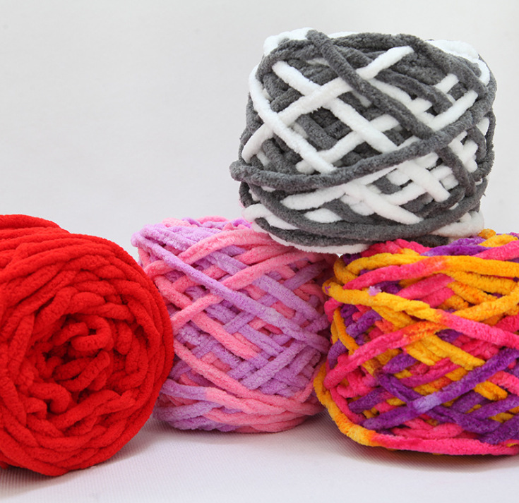 雅彩冰条线粗毛线手工diy编织围巾毛线团勾钩针拖鞋线自织毛线球