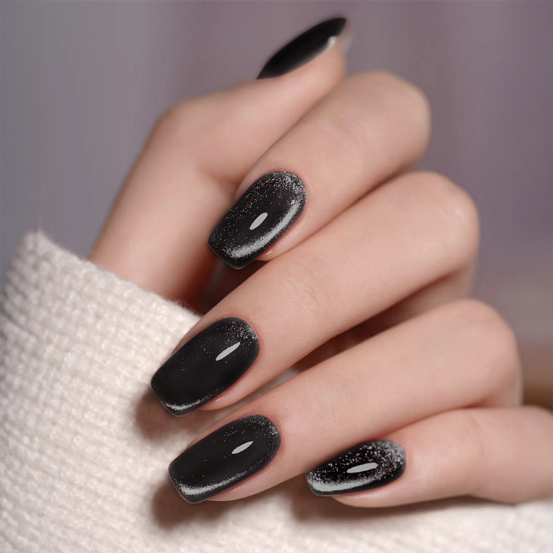 Simple Black Cat Eye Sweet Cool Fashion Versatile Fake Nail Patch Manicure Wearable Nail Removable Nail Patch Wholesale