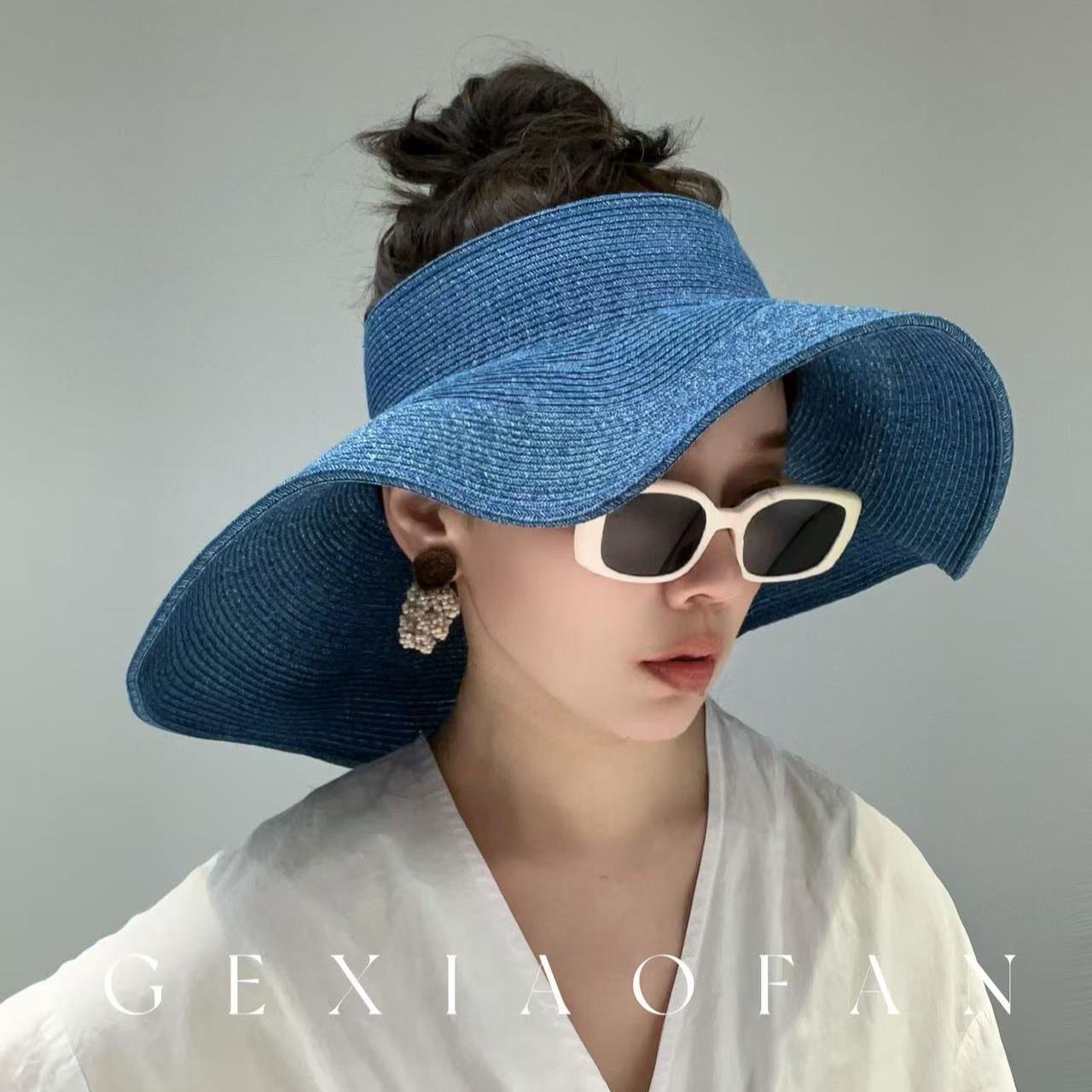 Wide-brimmed Hepburn Style Straw Hat For Summer Sun Protection_voghion.com