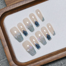 手工穿戴甲小红书人鱼鳞片星辰大海美甲蝴蝶结温柔甜美可爱可拆卸