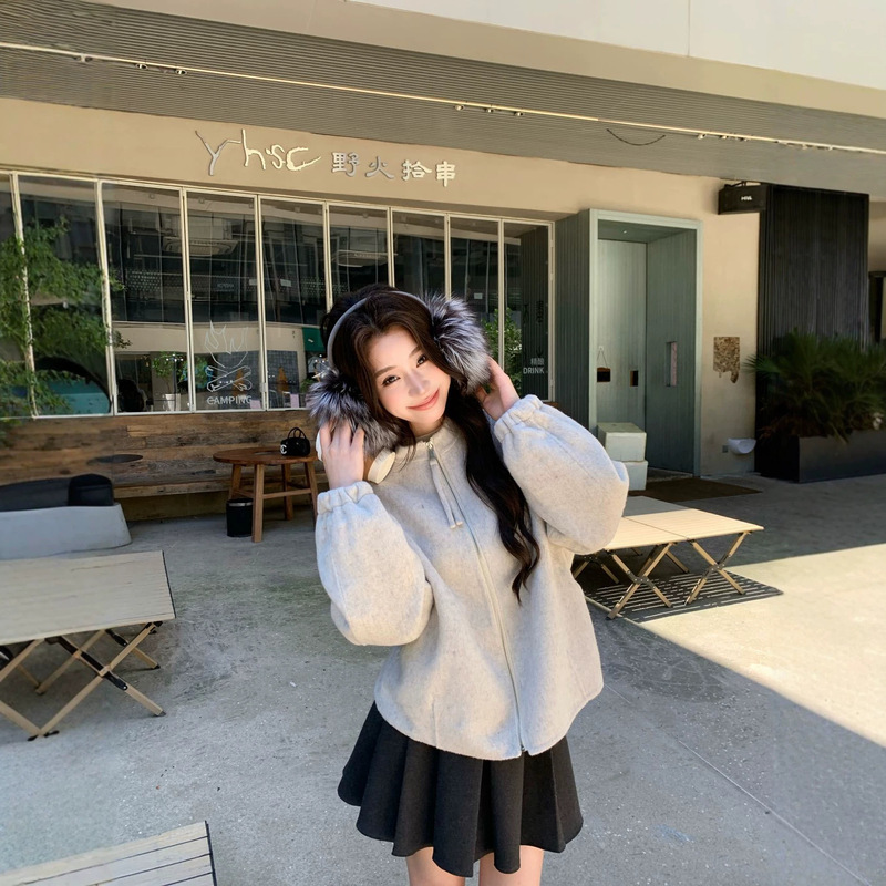 2026 Autumn Regular Style Double-Sided Wool Coat, Commuting Thickened Warm Wool Jacket with Zipper and Cuffed Sleeves Design