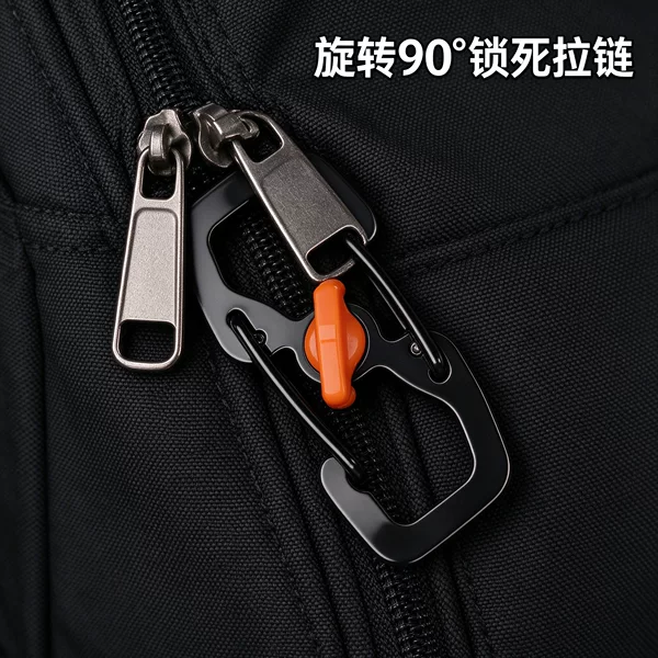 Stainless Steel Z-Shaped Rotating Zipper Lock, Anti-Theft Backpack Lock, Anti-Opening Lock for Backpacks, Jackets, Camera Bags, Edc Quick Release