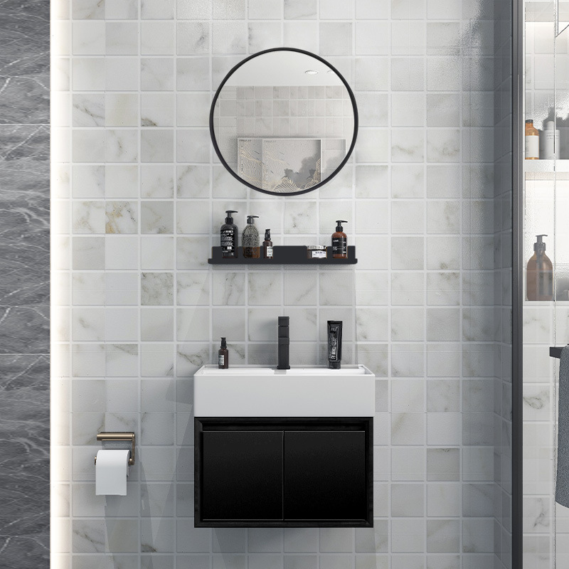 Gabinete de baño de roble combinación de baño lavabo pequeño apartamento inodoro lavabo gabinete inteligente lavabo