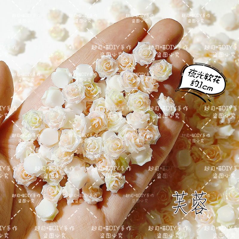 Spring New Luminous Soft Flower Rose Gardenia Camellia Gradient Two-Color Stereo Flower Nail Art DIY Decoration