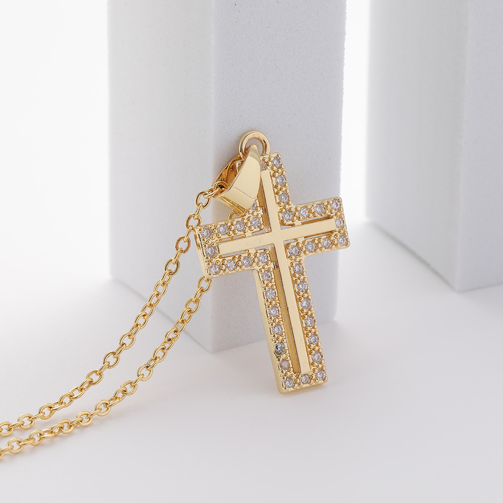 womenu0027s religious cross pendant diamond copper sweater chain wholesale