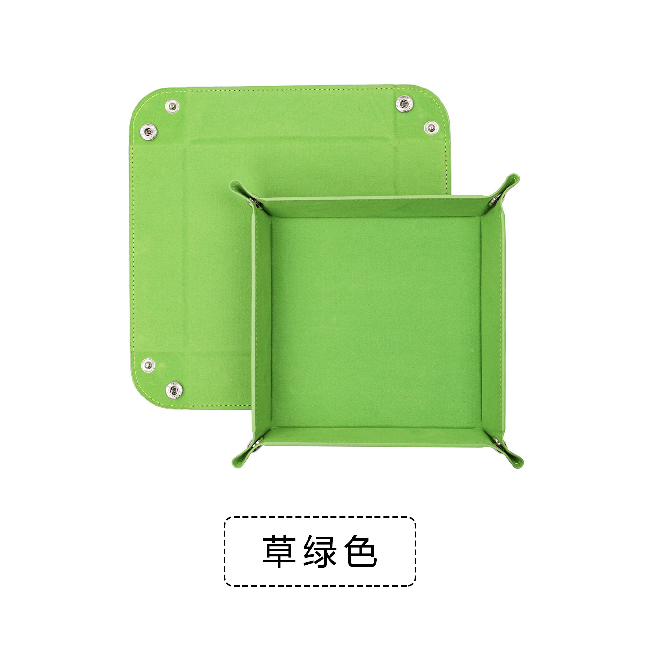 Amazon Venta caliente pu cuero plegable cuatro-esquina bandeja rectangular caja de almacenamiento caja escritorio juego dados bandeja de almacenamiento