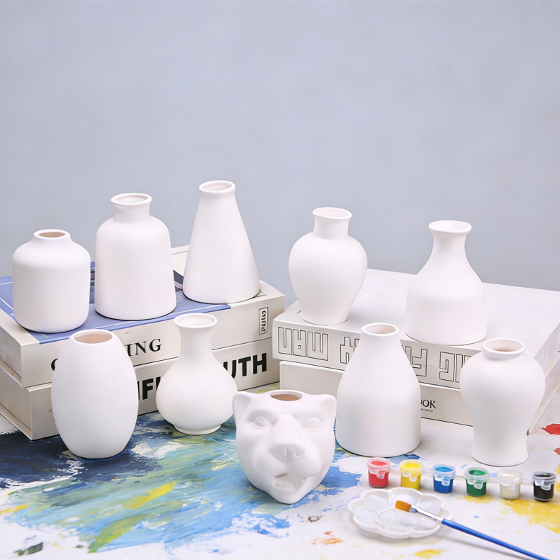 Ceramic Handmade Art Plain Embryo DIY Vase White Embryo Painted Children's Ceramic Art Kindergarten Painted Creative Ornaments Ceramic Handmade Art Plain Embryo DIY Vase White Embryo Painted Children's Ceramic Art Kindergarten Painted Creative Ornaments