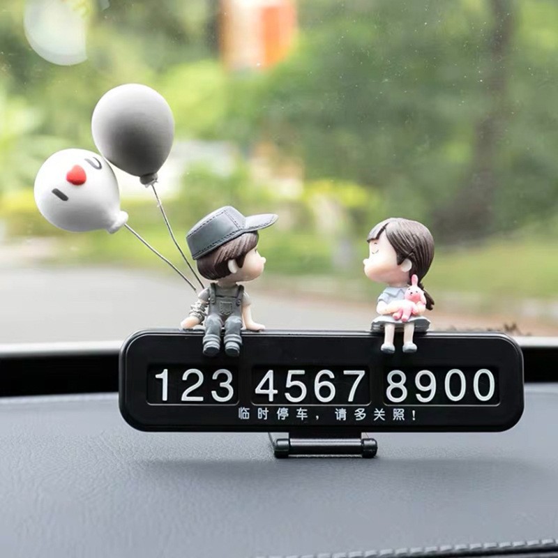 [Colección de adornos de pareja] Decoraciones de coche consola central de coche accesorios de coche lindo espejo retrovisor muñeca de dibujos animados