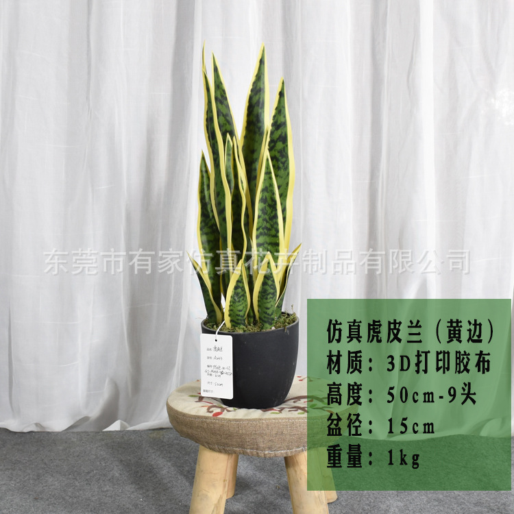 El Comercio exterior caliente-venta artificial planta verde bonsai Tigre piel orquídea decoración de interiores decoración de oro borde Agave Planta artificial