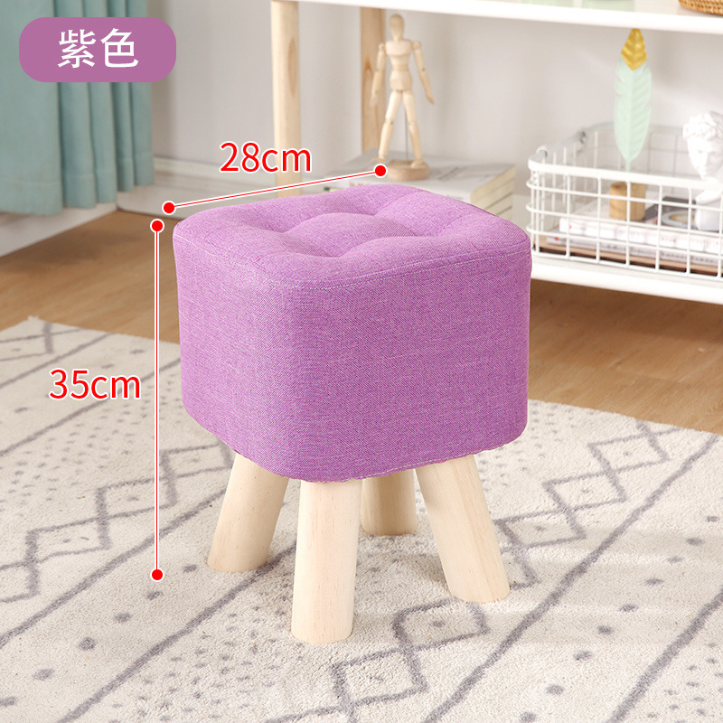 Taburetes de tela creativos pequeños taburetes caseros adultos sofá taburetes sala de estar dormitorio red roja taburetes de madera sólida silla pequeña