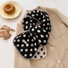 秋冬季日韩跨境ins风圆点羊毛混纺围巾时尚百搭保暖复古轻奢高级O