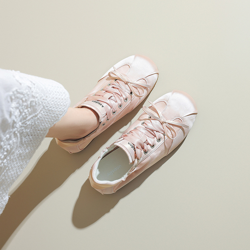 Augu Lion suela suave zapatos de ballet para mujeres primavera 2026 nuevos zapatos blancos casuales zapatos deportivos rosados