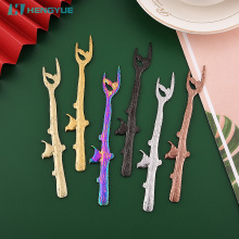 410不锈钢水果叉月饼叉创意树枝水果叉水果签二齿叉蛋糕甜品叉子