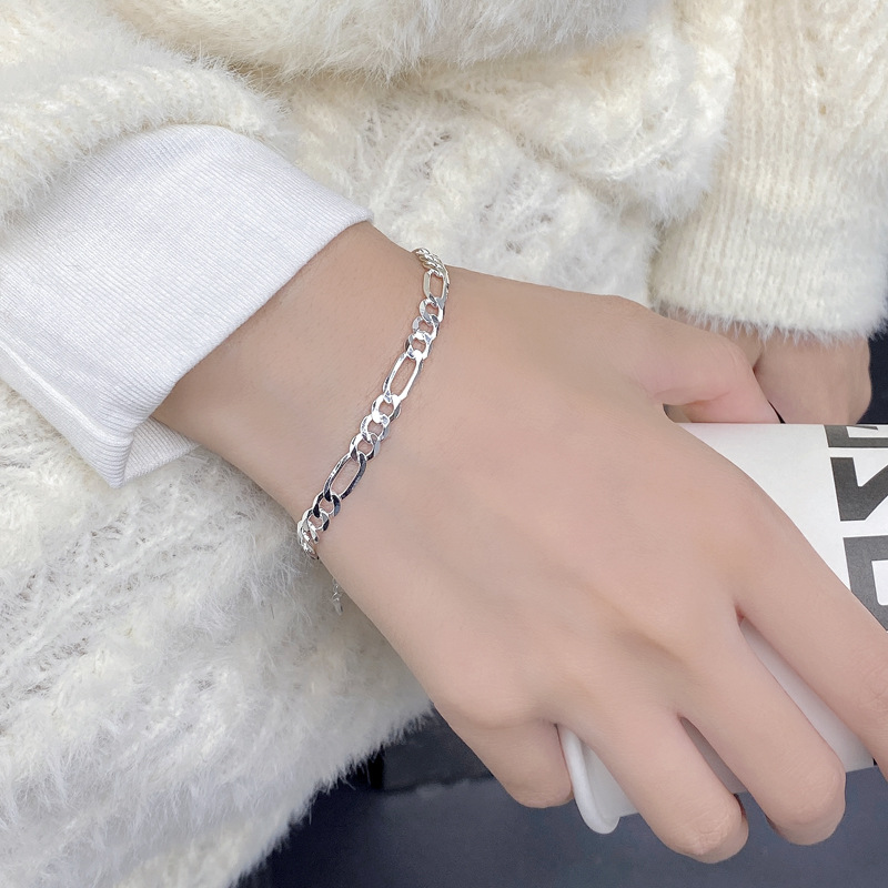 figaro chain Chain Type 1 Piece Quantity Silver Bracelets Hip-Hop