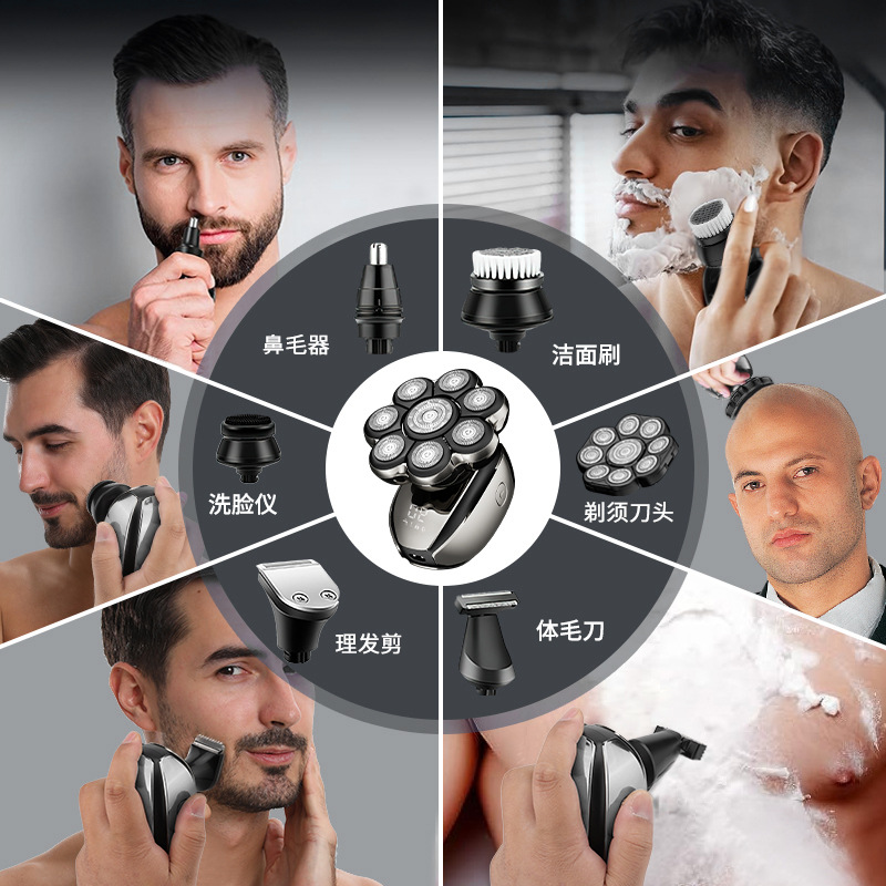 Lavado de cuerpo completo 9D máquina de afeitar eléctrica multifuncional de los hombres maquinilla de afeitar pelo Calvo Clipper nariz pelo Clipper traje al por mayor
