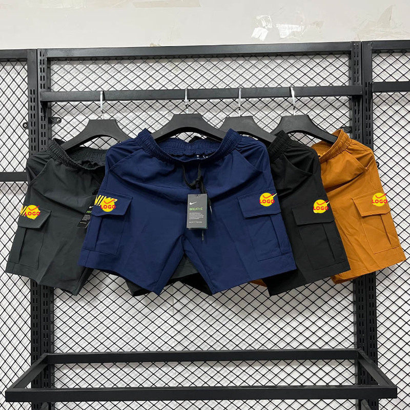 Four-Way Stretch Shorts, Sports Pants, Casual Pants, Versatile Pocket Design, Quick-Dry, Knee-Length, Wide-Leg Pants, Workwear Style for Men