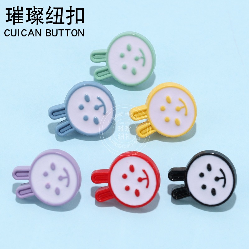 新款彩色卡通小兔子点油纽扣儿童外套毛衣针织衫可爱装饰手缝扣