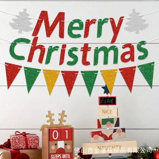 Custom Christmas banner flags, pennants, and flag hanging