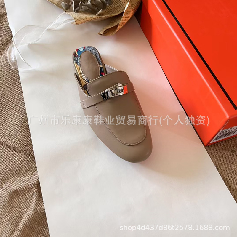 H's Baotou ハーフスリッパ レディース アウターウェア サンダル 2025 新しいロックフラットミュールシューズ多用途怠惰な旅行靴|undefined