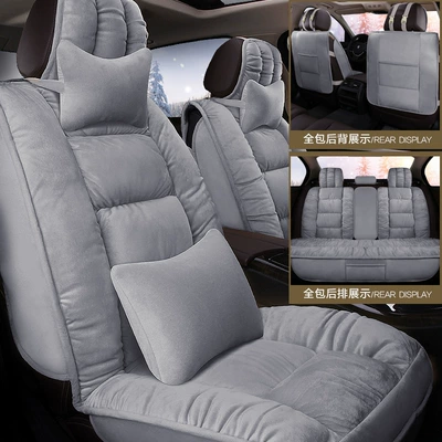 plush car seat cushion new: Wool pad - front-single-seat-gray