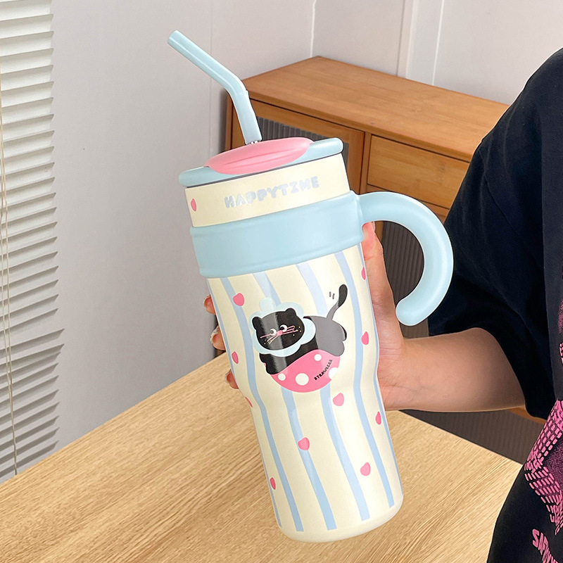Sanrio Hello Kitty taza de vacío gigante chica paja Linda taza de agua taza de helado de oficina