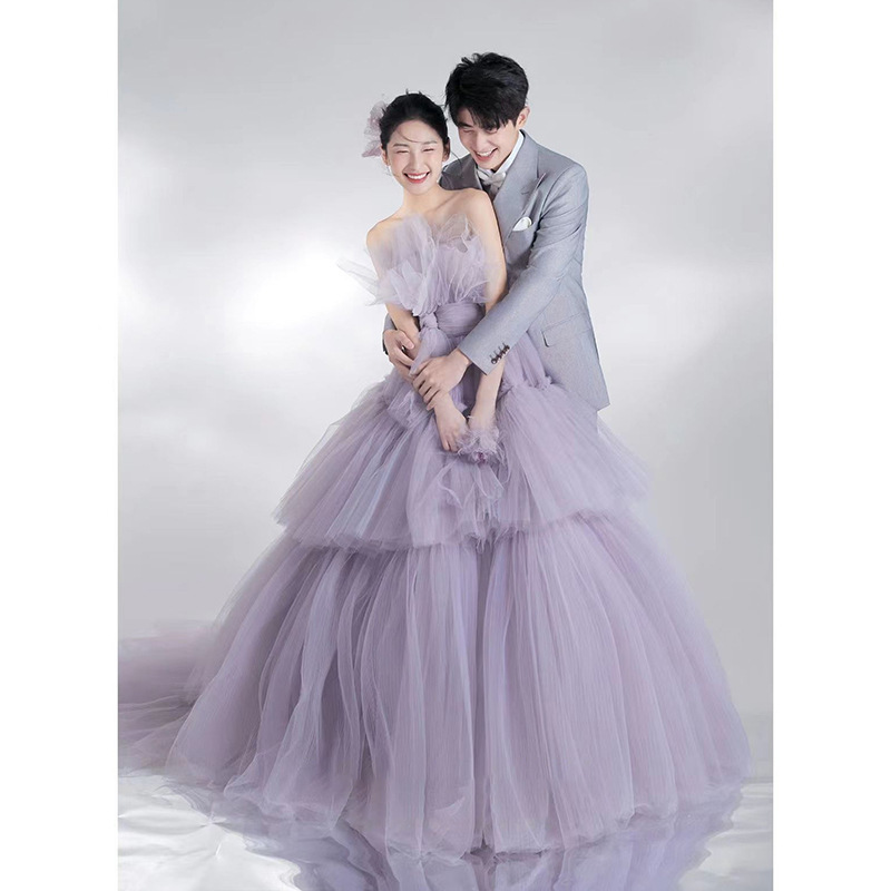High-End Photo Studio New Theme Light Wedding Photography Clothing Travel Photography Dress Photo Shoot Forest Style Fairy-Like Crumpled Cake Dress