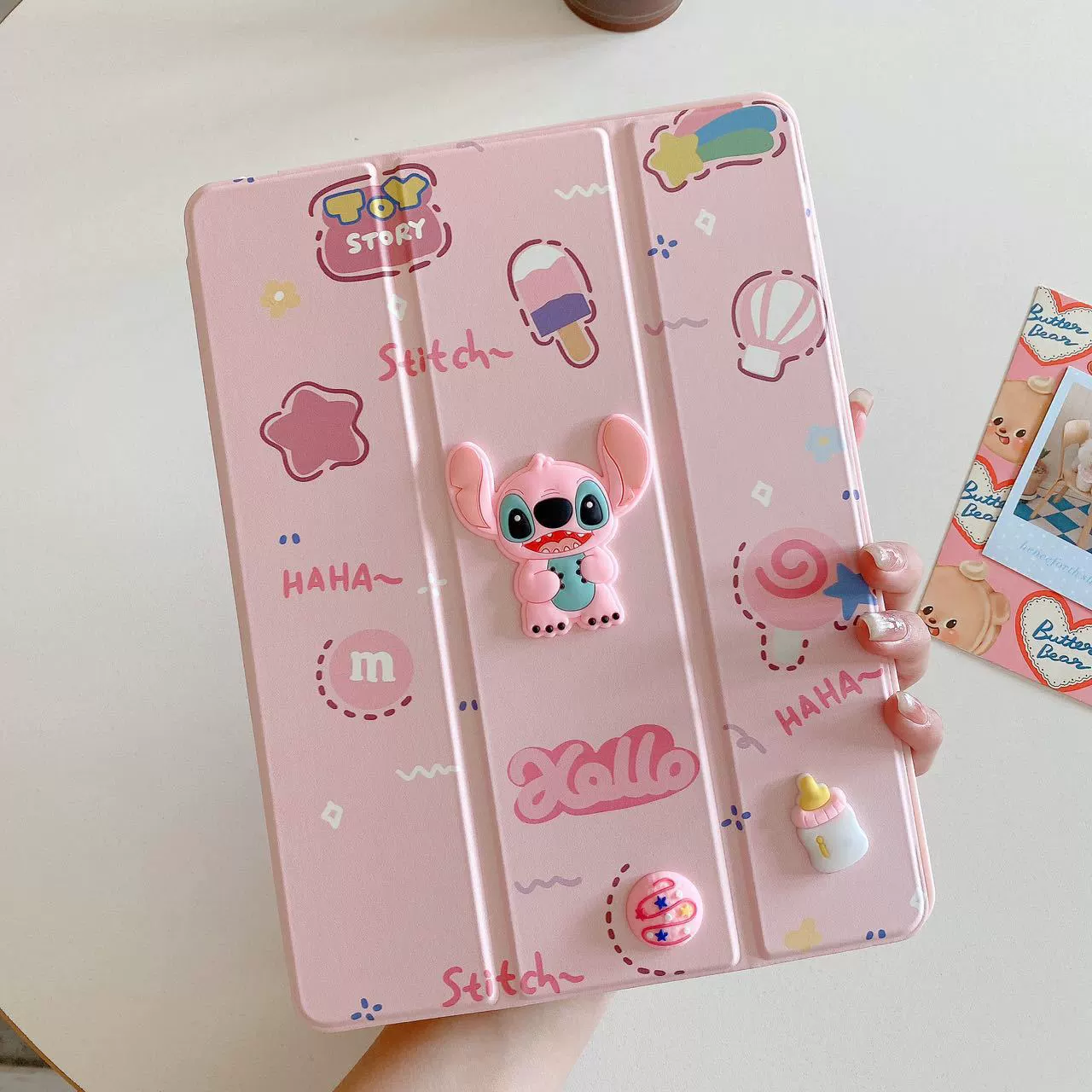 Подходит для iPad Air 10,9 дюйма, плоский защитный кожаный чехол Apple с мультяшным принтом, тройная складная подставка, устойчивая к падениям