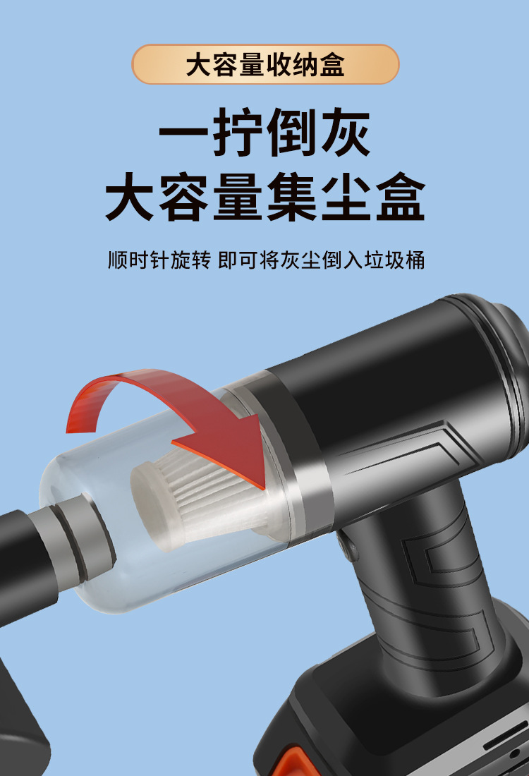 Suitable for Car Wireless Vacuum Cleaner, Powerful Blowing and Suction Dual-Purpose Household Small Handheld Power Super Suction Car