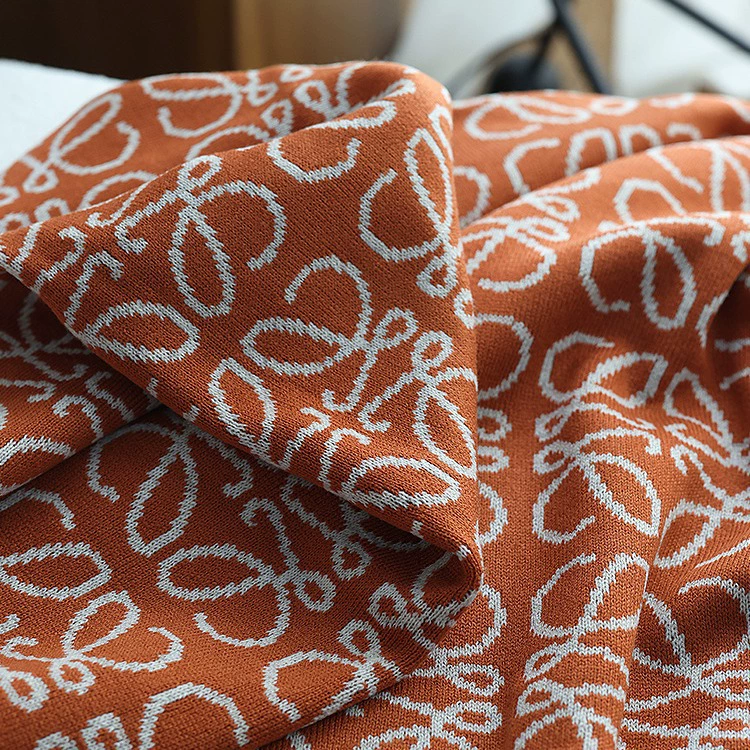 Knitted orange duvet, industrial decorations, American style