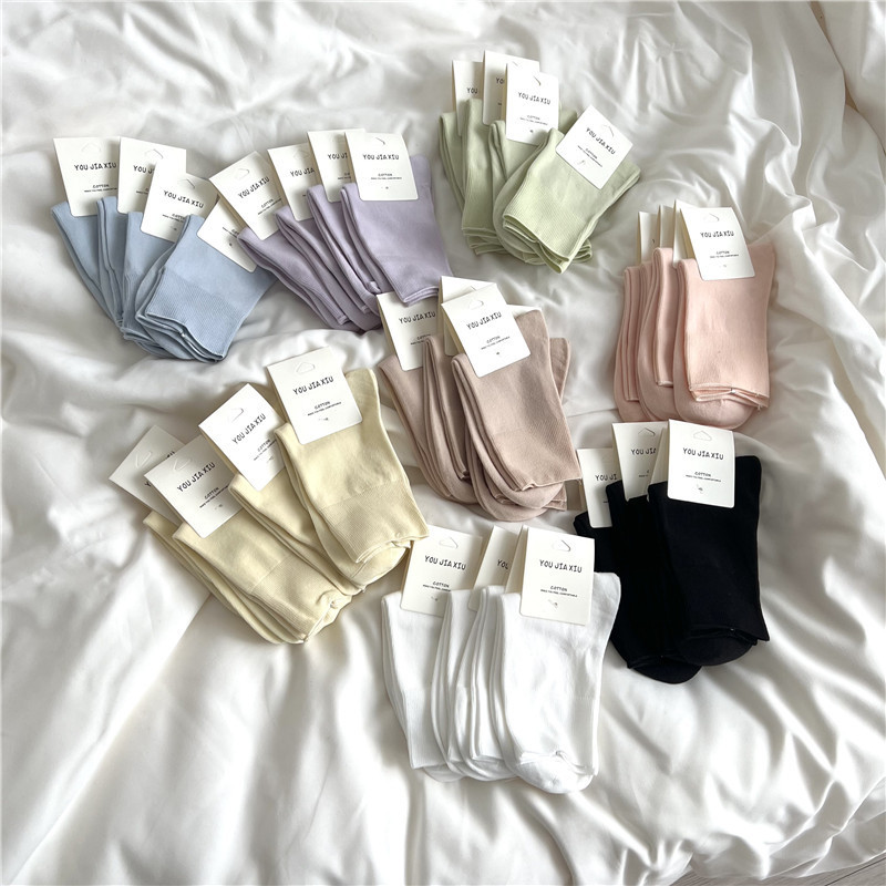 35g Weight Socks Classification Socks Lingerie Type Cotton Fabric Type Stretchy Elasticity A Pair Quantity Daily Occasion Comfort Function Solid Color Pattern All Seasons Season Women's Gender Simple Style Style Simple Style Women's Solid Color Cotton Crew Socks A Pair 19