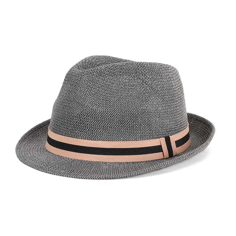Sombrero verano paja tejido transpirable a prueba de sol estilo coreano pequeño bombín sombrero hombres y mujeres pareja sombrero retro británico a prueba de sol sombrero de jazz