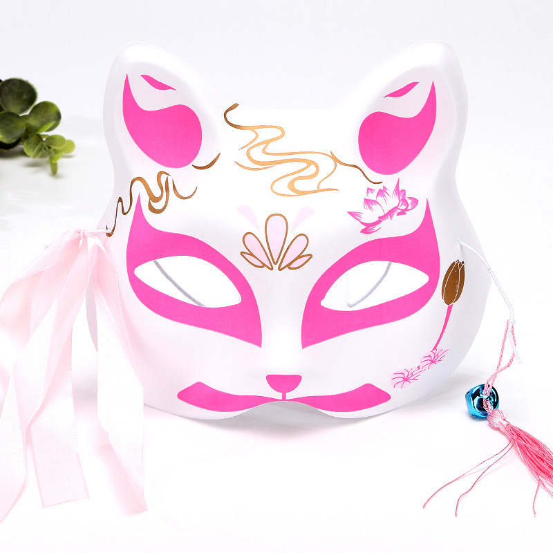 ディザトーン同型半顔猫顔キツネマスク手描き和風アニメ男女児童パーティ用品