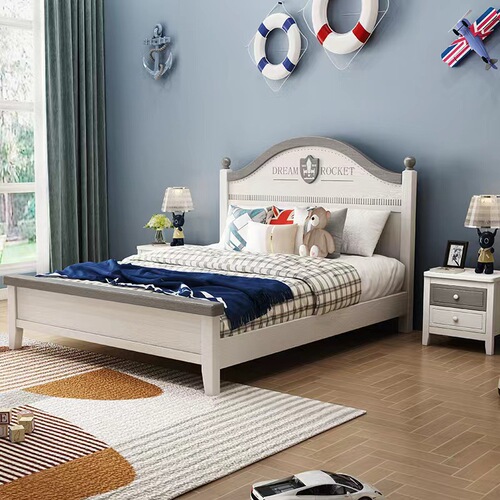 Modern Minimalist Solid Wood Children's Bed 1.5m Single Bed 1.2m · Student Boy 1.35m Small Living Space Storage