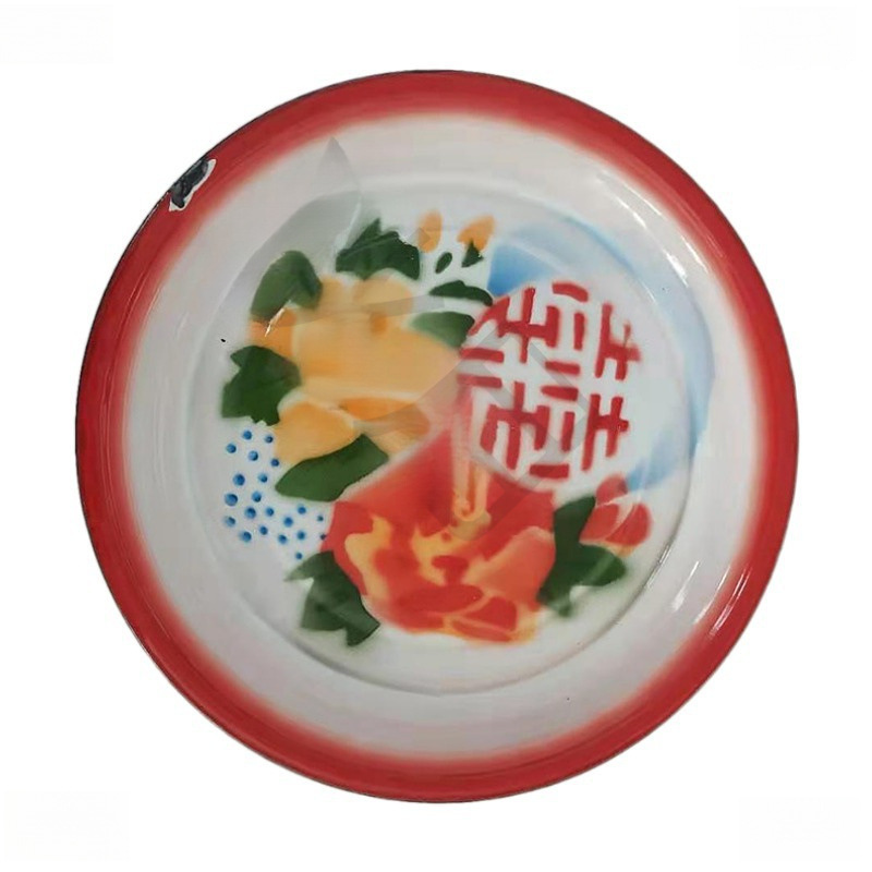 Platos de té de esmalte antiguo pintado platos de hierro antiguo platos de restaurantes nostálgicos decoración temática tienda de olla caliente granja barbacoa