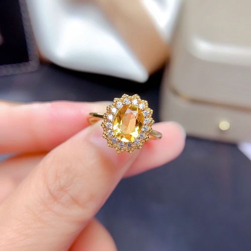 Hot-trend live stream colored gemstone wholesale lucky yellow crystal set for women with full diamond ring pendant earrings and necklace