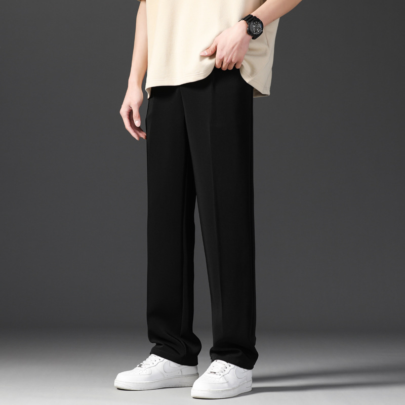 Pantalones de verano sueltos de alto nivel para hombres, pantalones de verano rectos de alta sensación de calles elásticas para hombres, piernas anchas image 8