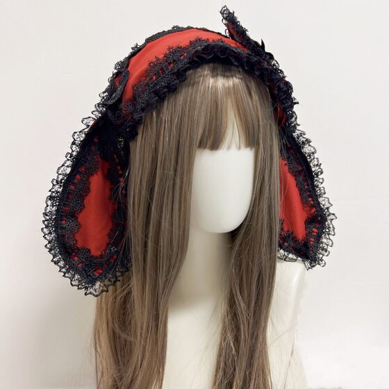 Lolita Hair Band Bow Hanging Ear Loving Rabbit Lace Lolita Accessories O Niang Maid All-match Headwear