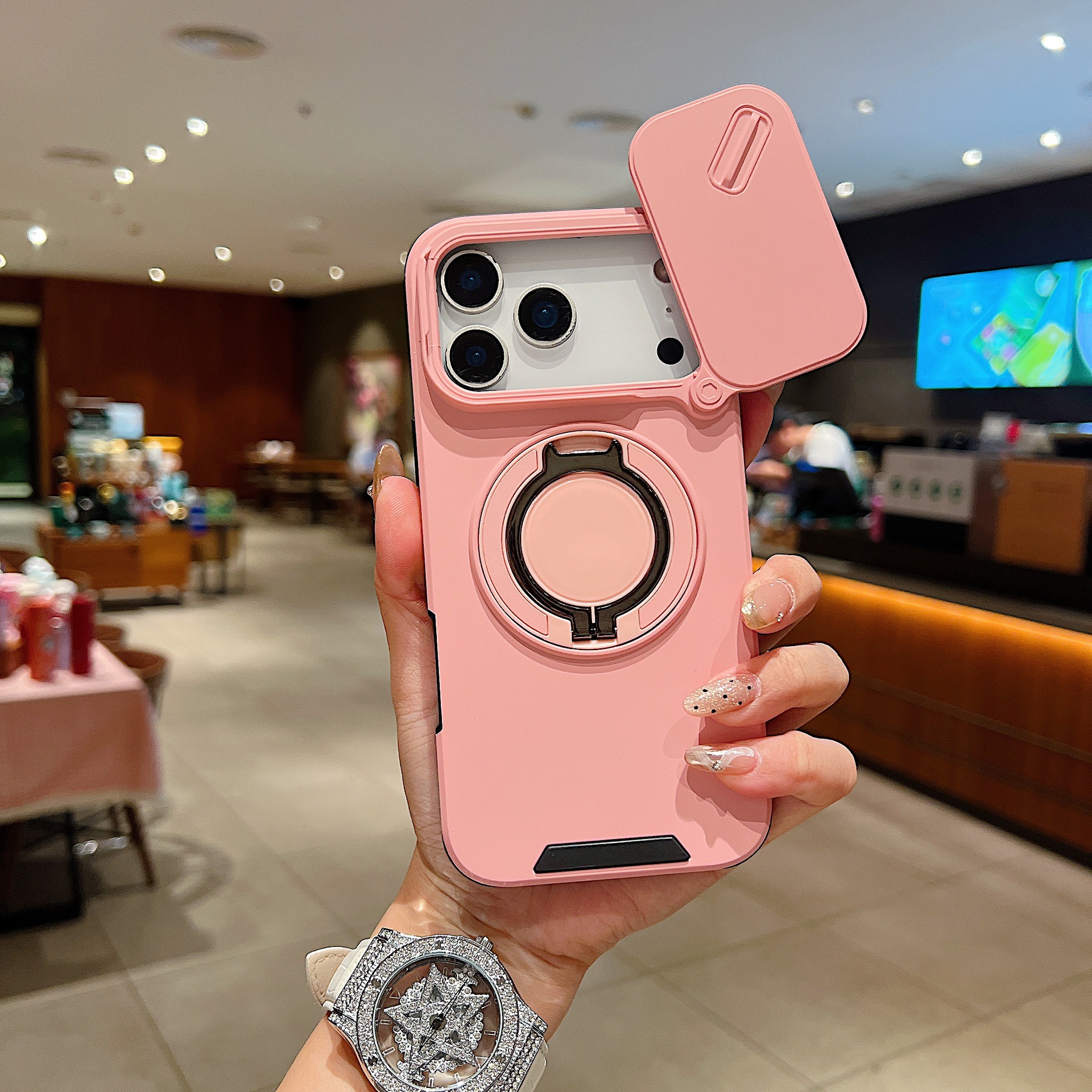 Compatible With IPhone 17 Max Lingke Phone Case 16 Pro Push Window Stand 15 Shockproof 14 Protective Cover_voghion.com