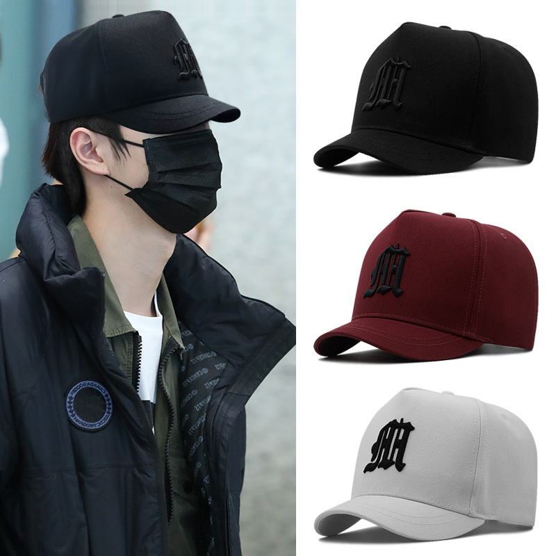 Big Head circumference short brim baseball cap factory direct wholesale high top all-match hard top letter embroidery wine red peaked cap Big Head circumference short brim baseball cap factory direct wholesale high top all-match hard top letter embroidery wine red peaked cap