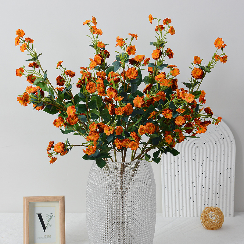 Artificial Flowers European Style Multi-Head Small Rose Rose Bud Home Hotel Mall Wedding Photography Props Decoration Decorative Item 