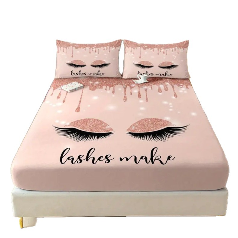 TEMU / JIT pro-skin molar cama Kasha pillow cover set eyelashes digital printing ropa de cama para dibujar