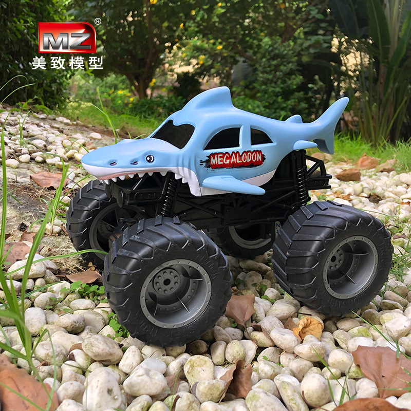 美致中英文鲨鱼造型恐龙车RC越野攀爬车男孩儿童玩具遥控汽车批发