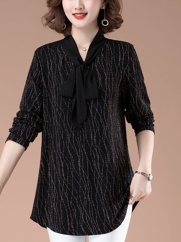 ミドル丈長袖Tシャツ レディース お尻を覆う 中年ママ 春服 トップス 大きいサイズ 100kg お腹を覆う 小さめシャツ 紐付き|undefined